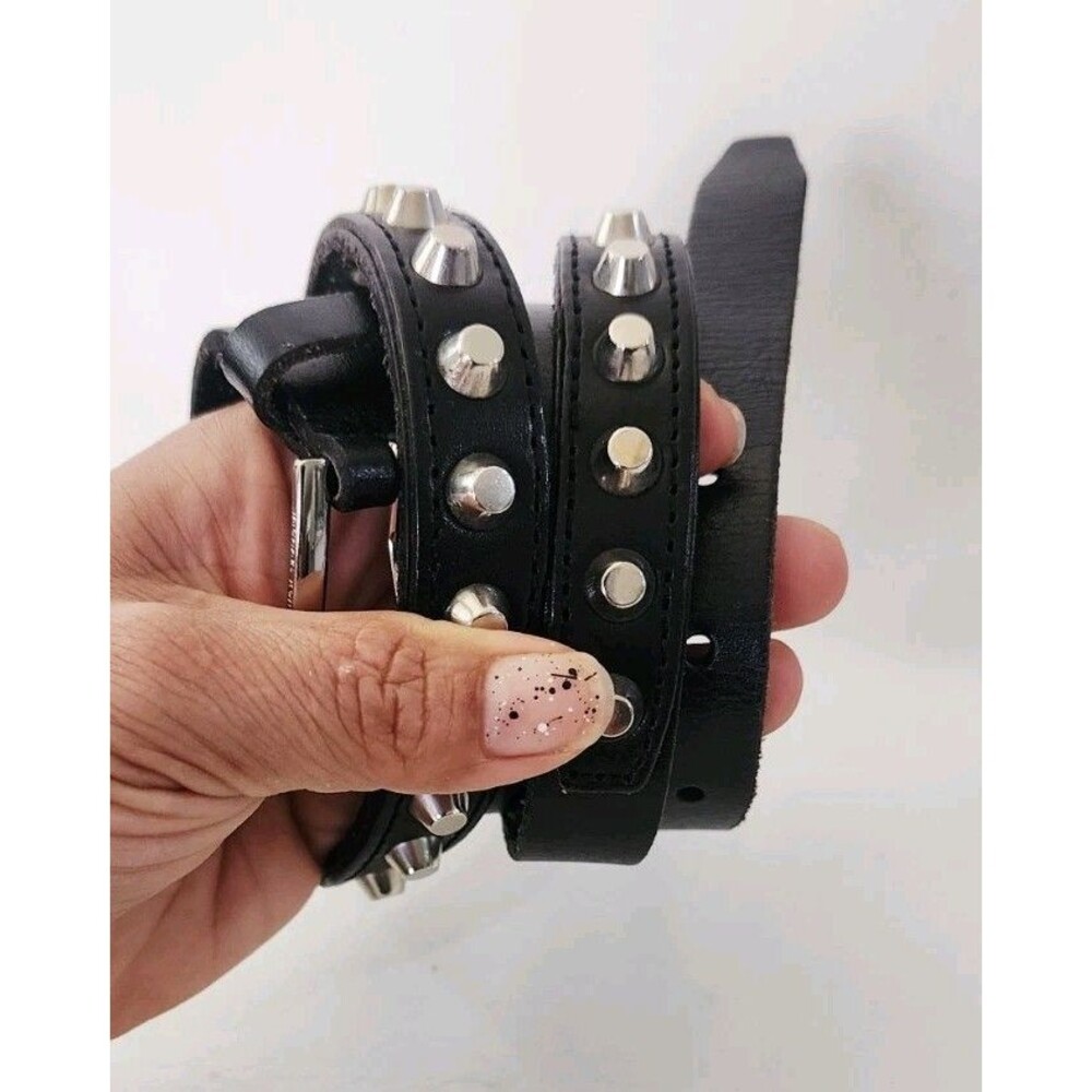 Michael Kors Women's Black XL Studded Silver Studs Belt Biker Goth Hippie